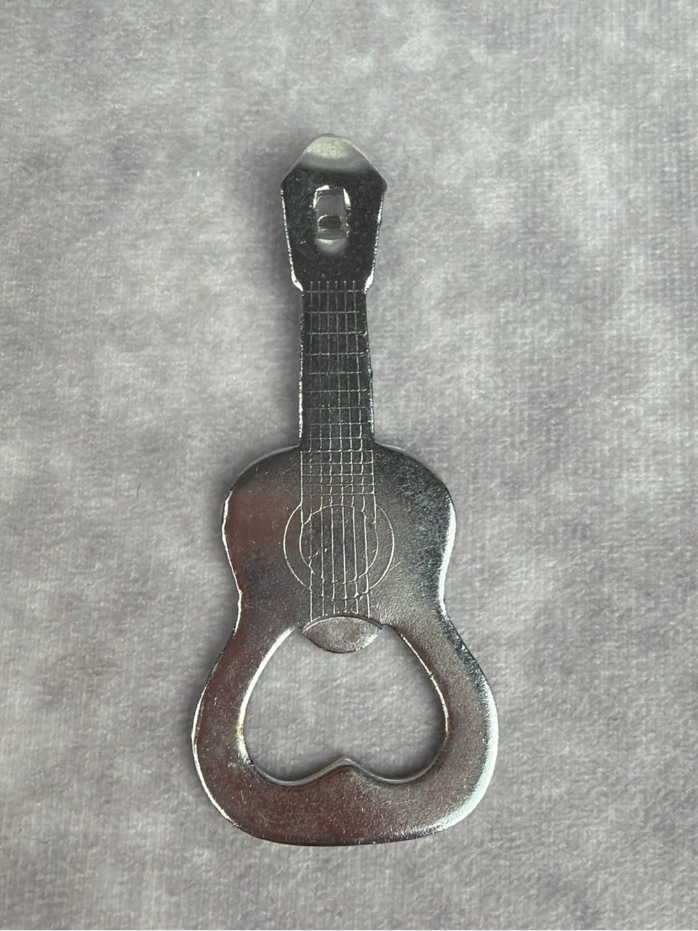 VTG Guitar Shaped Church Key Bottle Can Opener Silver Tone Breweriana Music